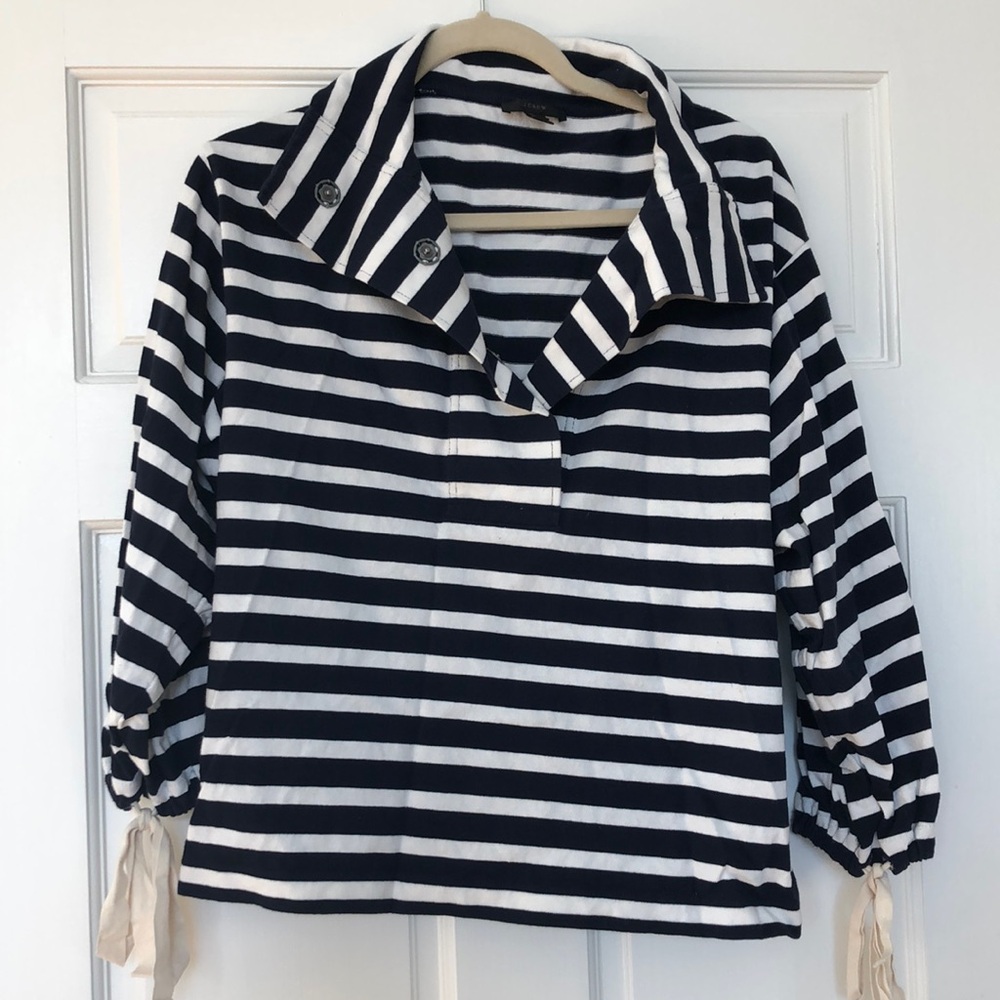 J Crew Navy and White Striped Pullover size S